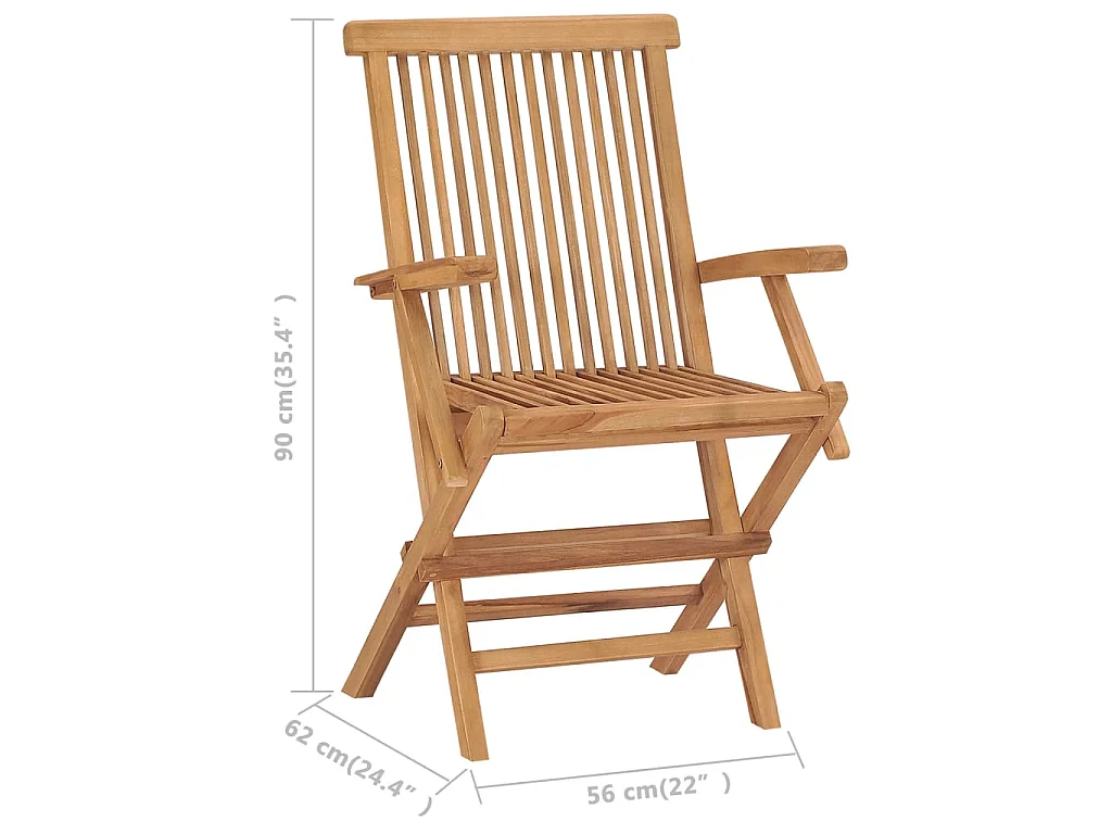 Klappbare Gartenstühle 3 Stk. Massivholz Teak