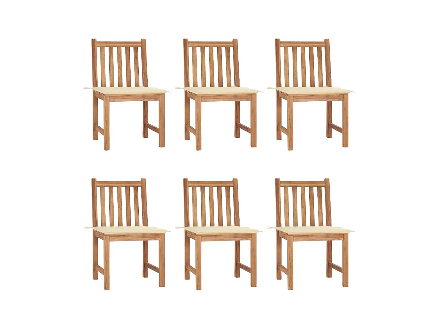 Chaises de jardin lot de 6 avec coussins Bois de teck massif