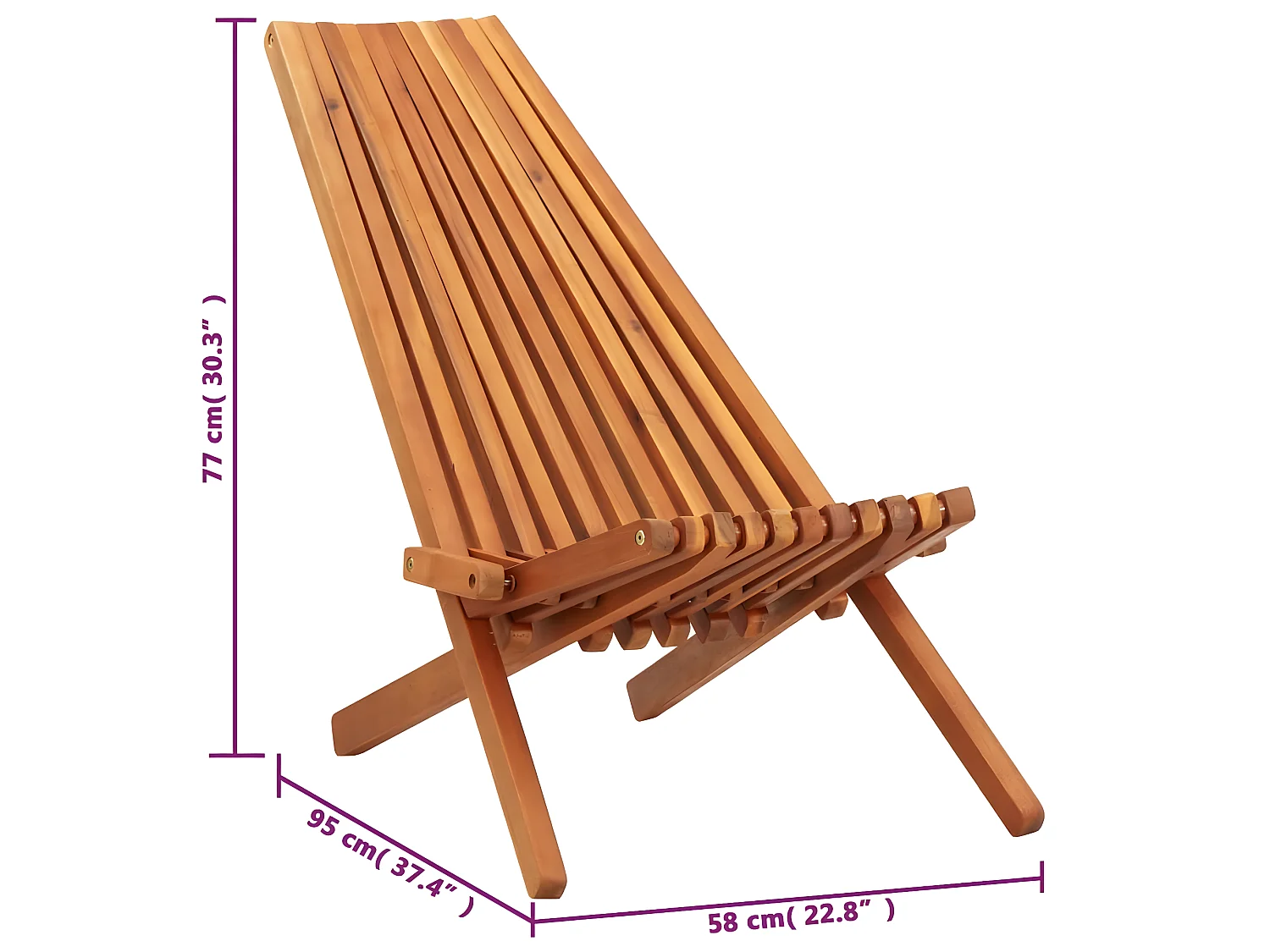 Sillón plegable de exterior madera de acacia maciza