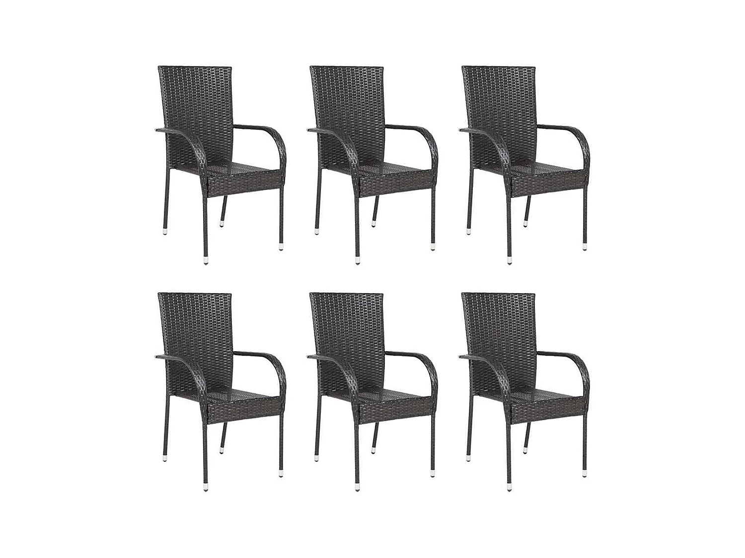 Sedie da Esterno Impilabili 6 pz in Polyrattan Marrone