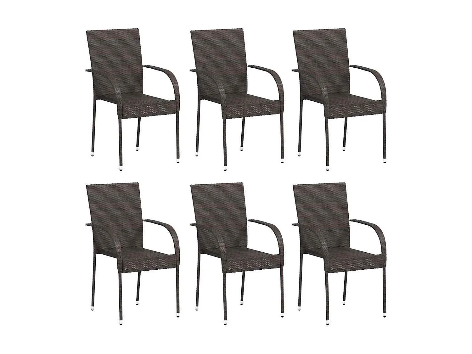 Stapelbare Gartenstühle 6 Stk. Poly Rattan Braun