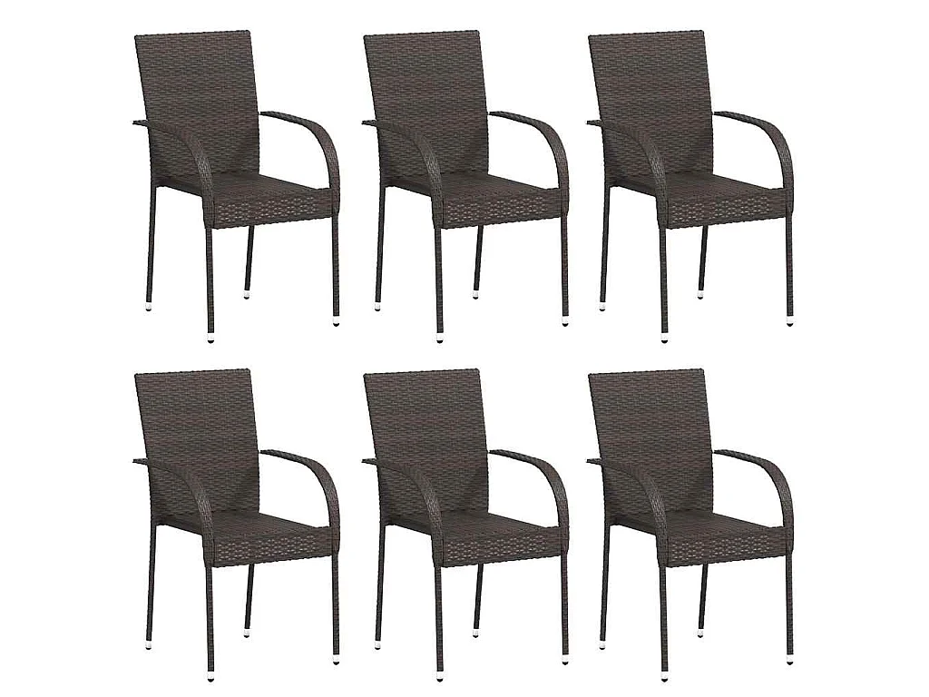 Cadeiras de exterior empilháveis 6 pcs vime PE castanho
