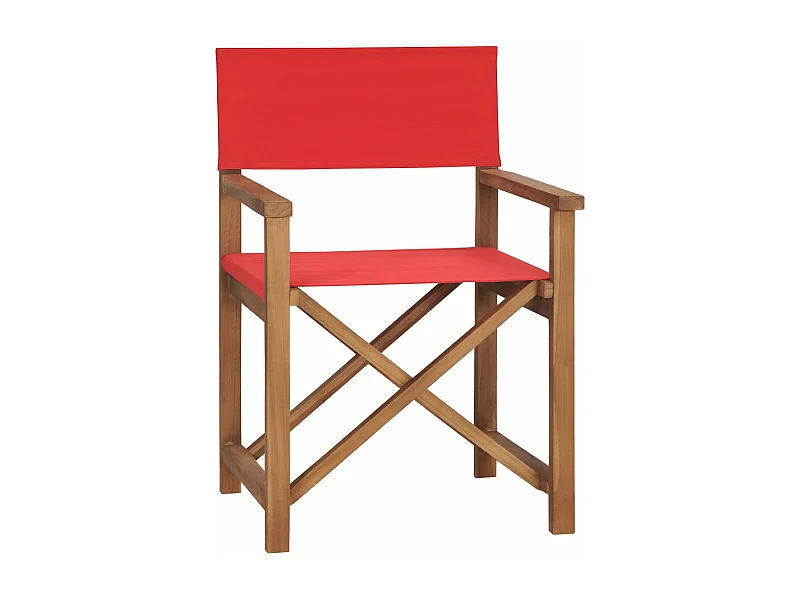Chaise de metteur en scène Bois de teck solide Rouge