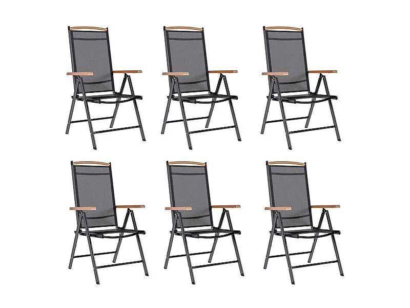 Chaises de jardin pliables lot de 6 Textilène Noir