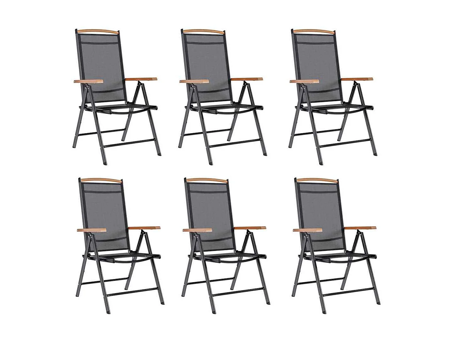 Chaises de jardin pliables lot de 6 Textilène Noir