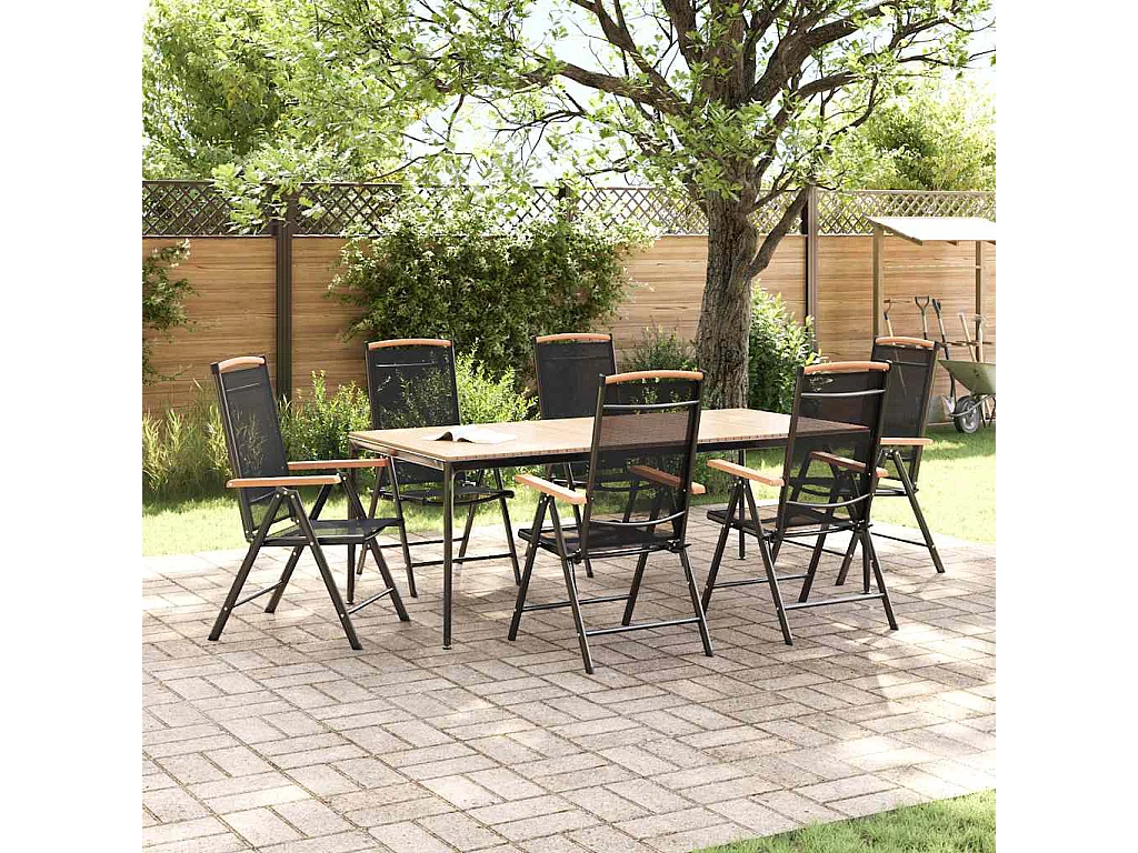 Chaises de jardin pliables lot de 6 Textilène Noir