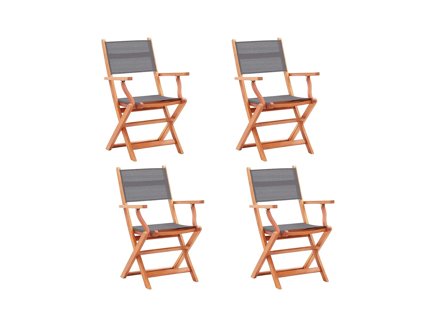 Chaises pliables de jardin lot de 4 Gris Eucalyptus textilène