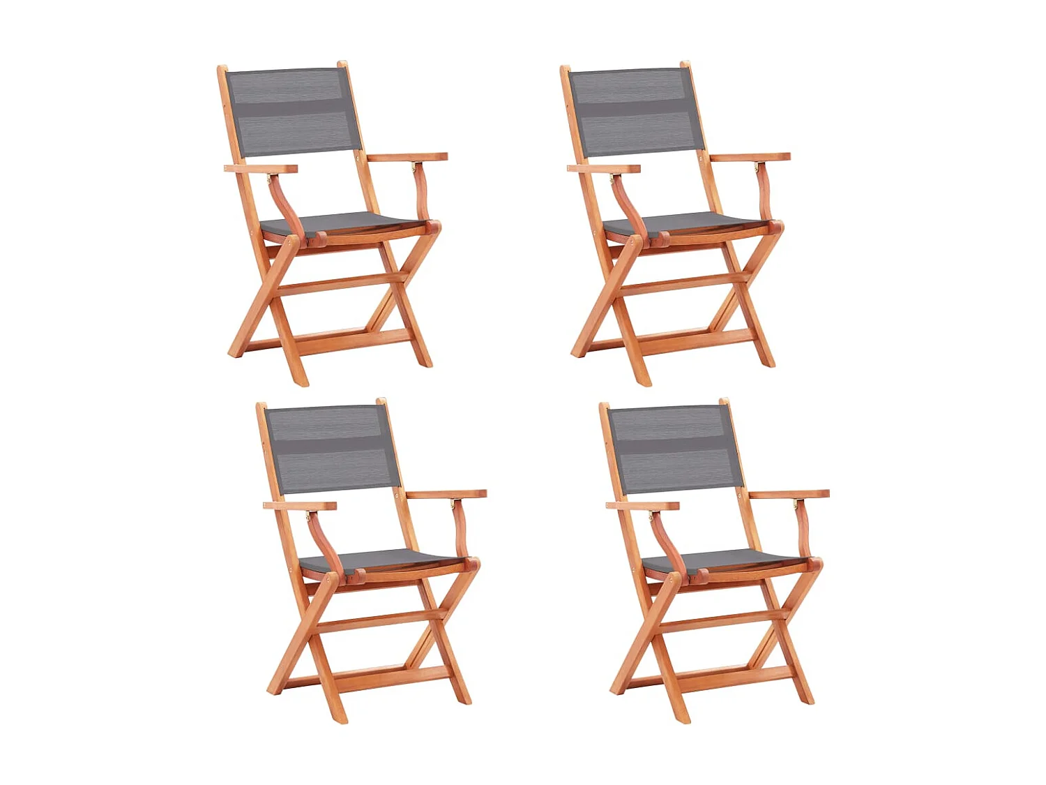 Chaises pliables de jardin lot de 4 Gris Eucalyptus textilène