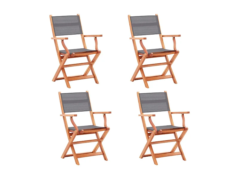 Chaises pliables de jardin lot de 4 Gris Eucalyptus textilène