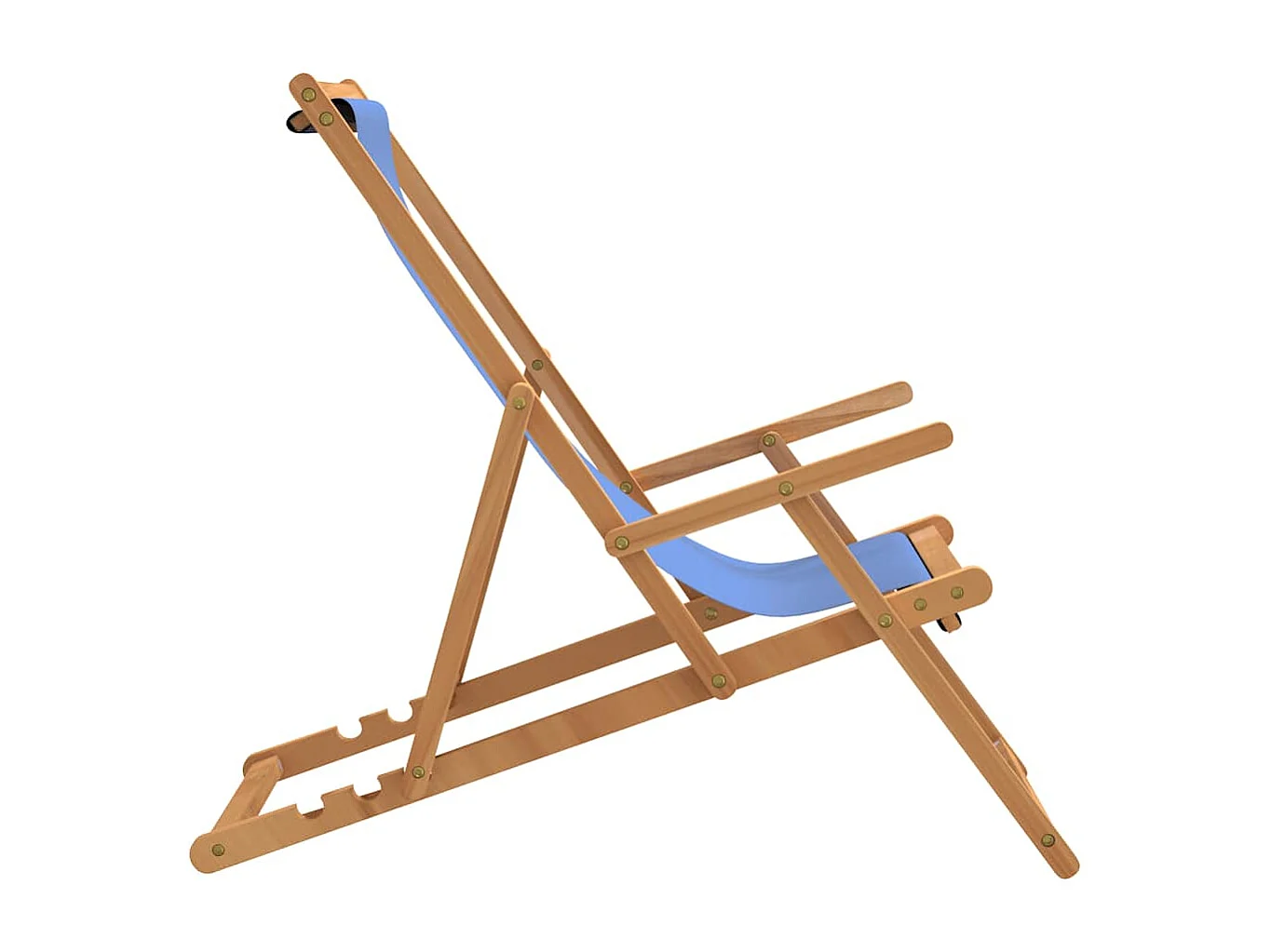 Strandstuhl Klappbar Massivholz Teak Blau