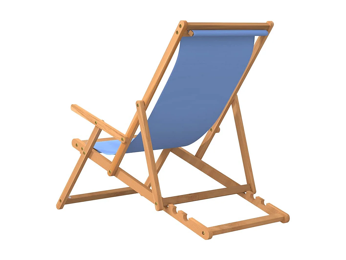 Strandstuhl Klappbar Massivholz Teak Blau