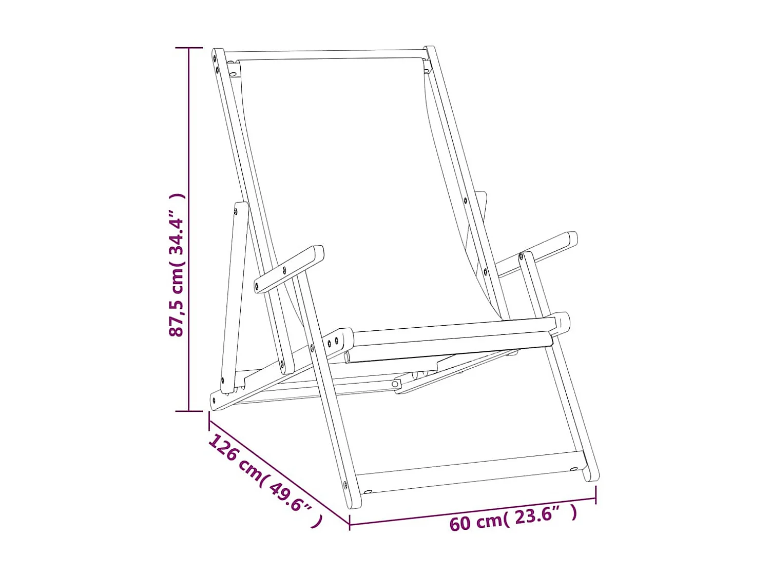 Strandstuhl Klappbar Massivholz Teak Blau