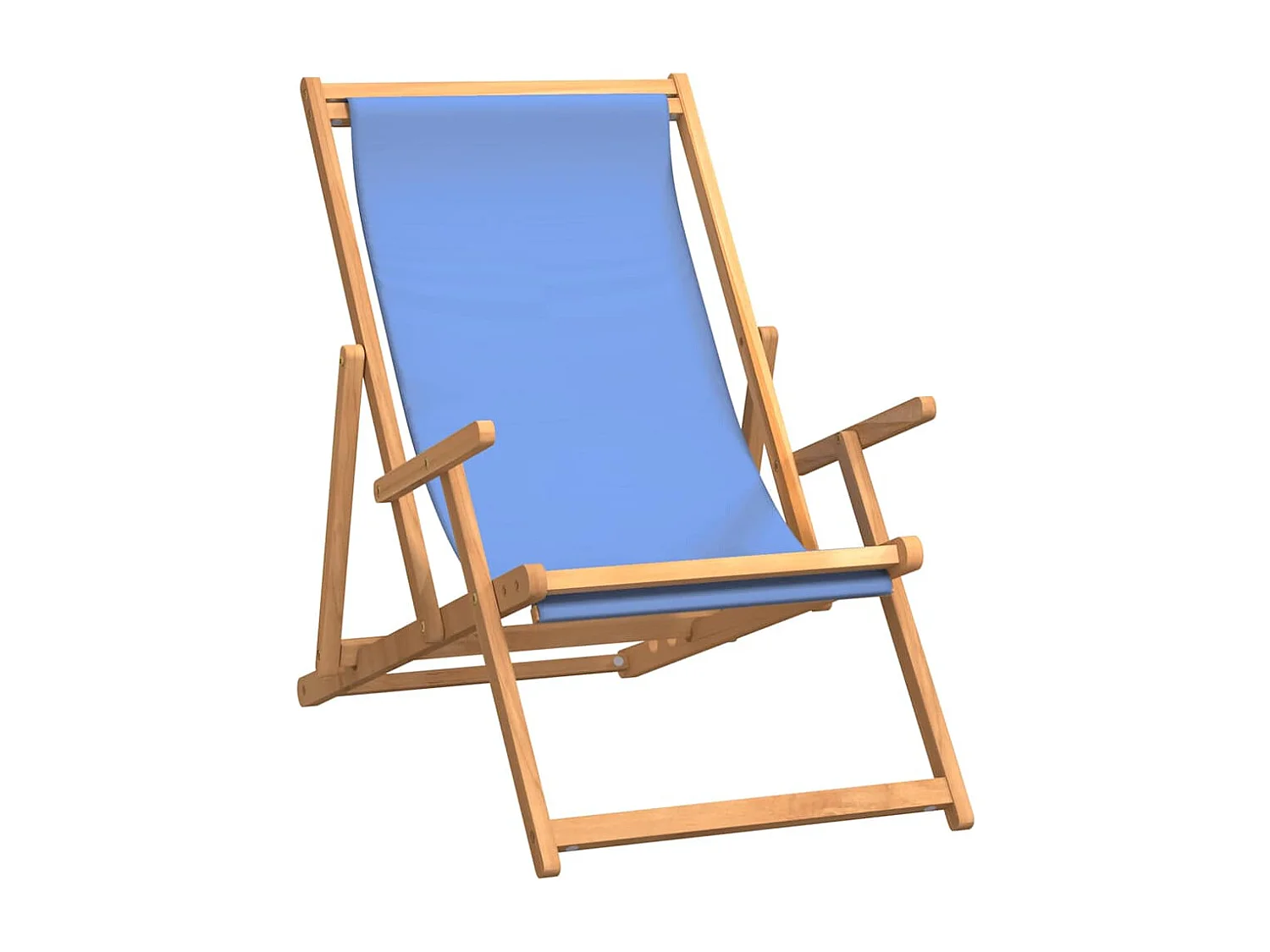 Chaise de plage pliable Bois de teck solide Bleu