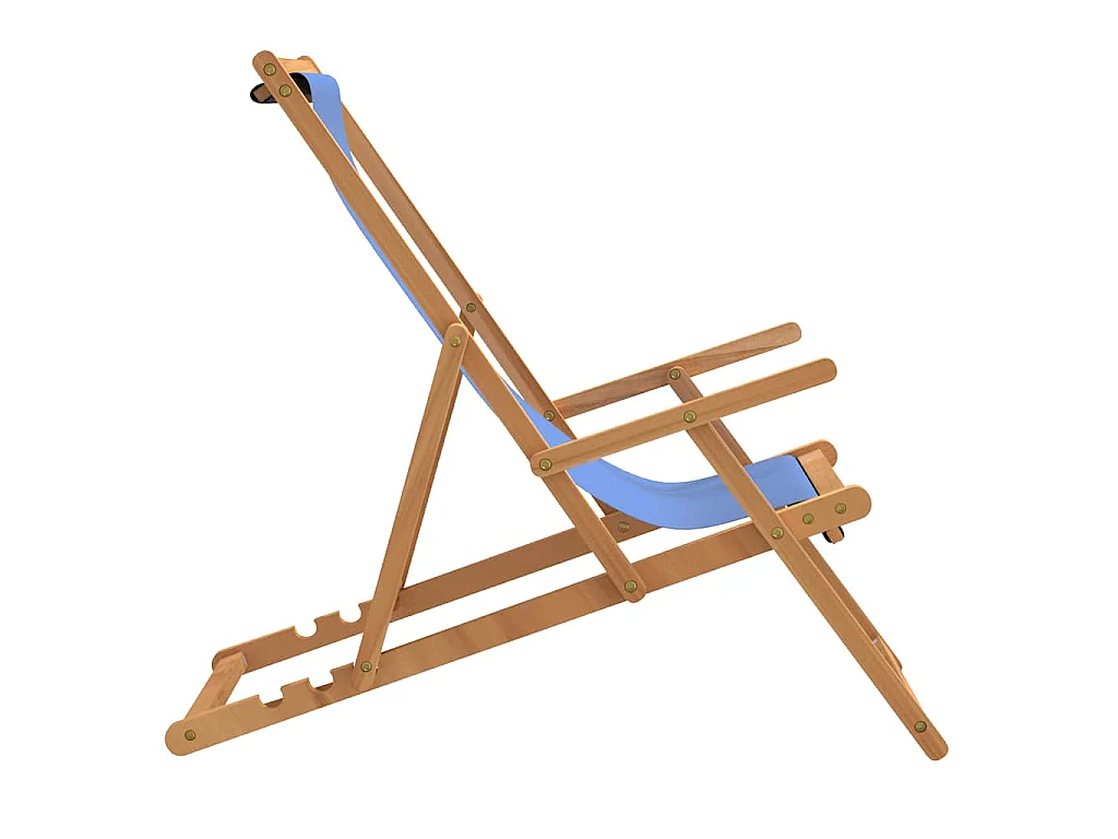 Strandstuhl Klappbar Massivholz Teak Blau