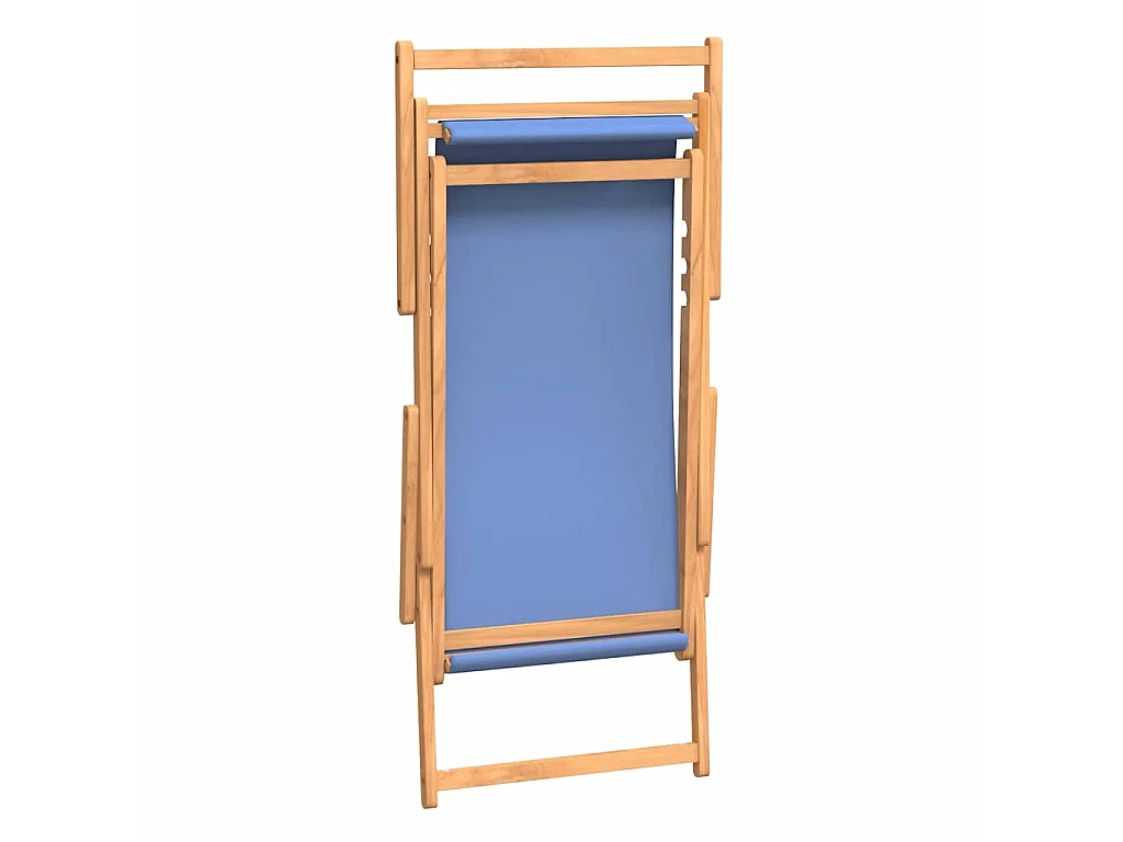 Strandstuhl Klappbar Massivholz Teak Blau