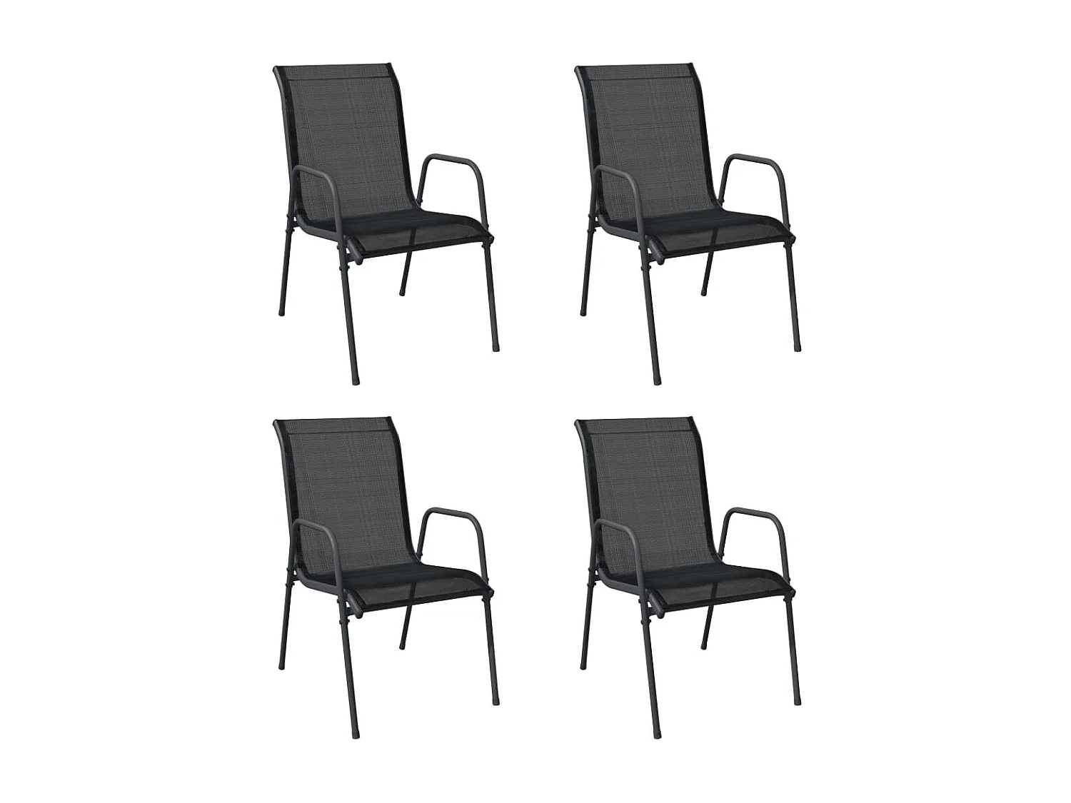 Chaises de jardin 4 pcs Acier et textilène Noir