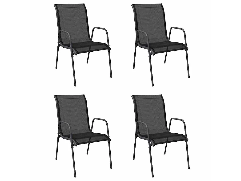 Tuinstoelen 4 st staal en textileen zwart