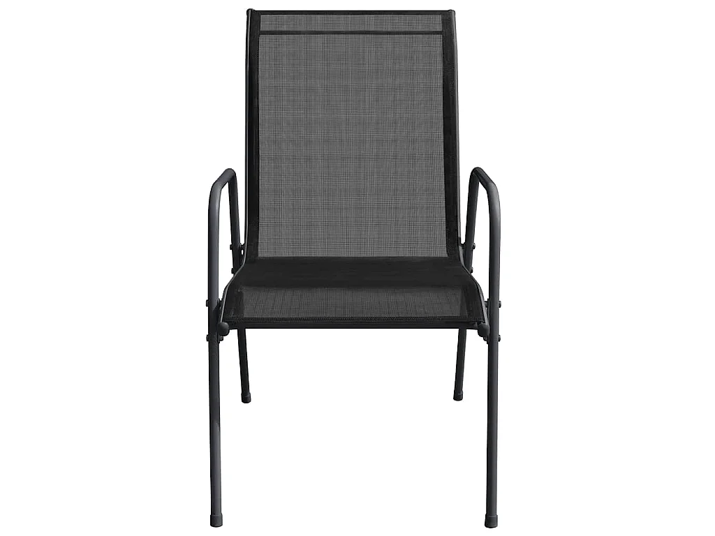 Tuinstoelen 4 st staal en textileen zwart