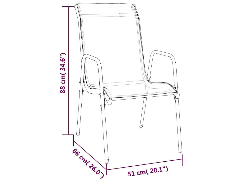 Tuinstoelen 4 st staal en textileen zwart