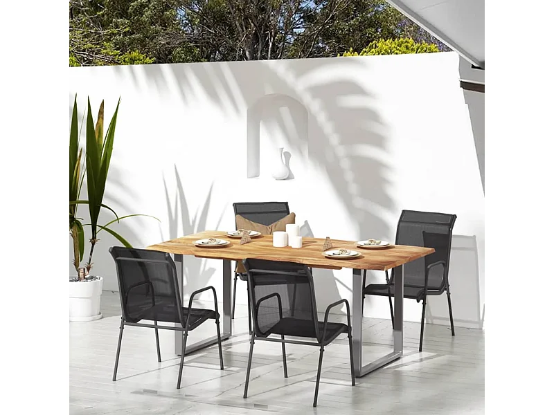 Chaises de jardin 4 pcs Acier et textilène Noir