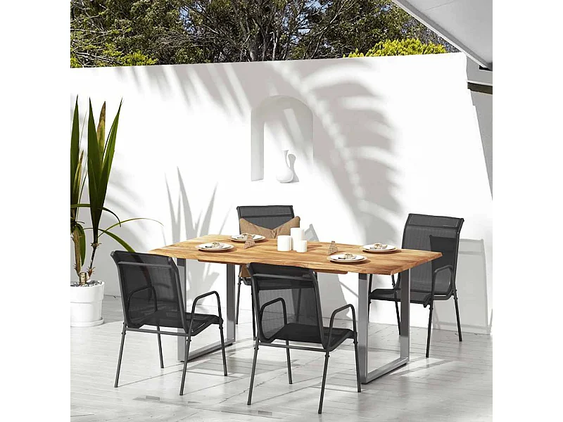 Chaises de jardin 4 pcs Acier et textilène Noir