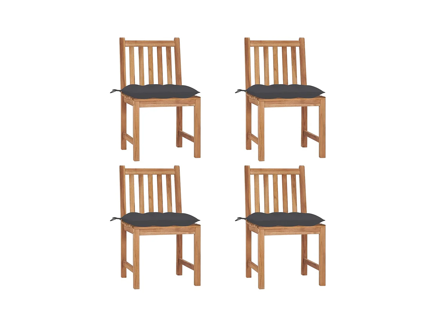 Sedie da Giardino 4 pz con Cuscini in Legno Massello di Teak