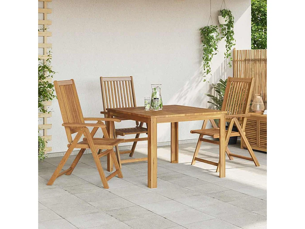 Chaises pliables de jardin lot de 3 Bois d'acacia solide