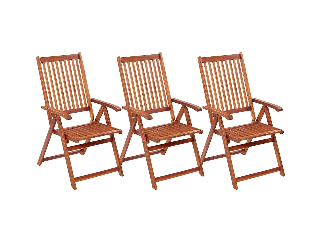 Chaises pliables de jardin lot de 3 Bois d'acacia solide