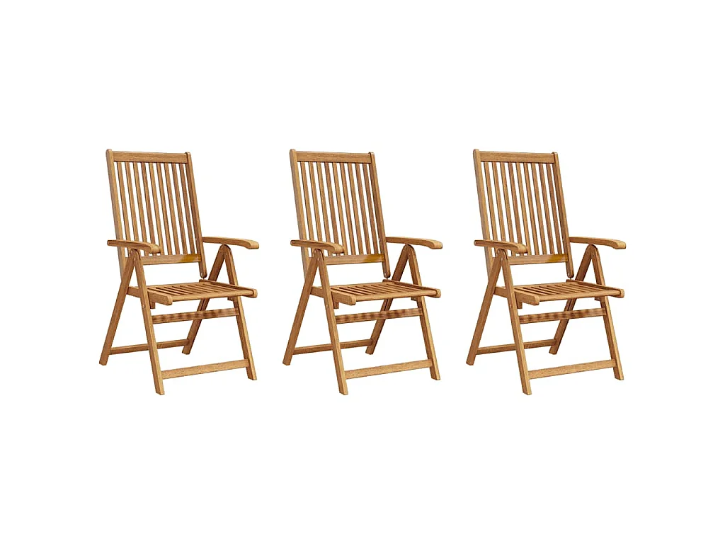 Chaises pliantes 3 pièces en bois d'acacia massif