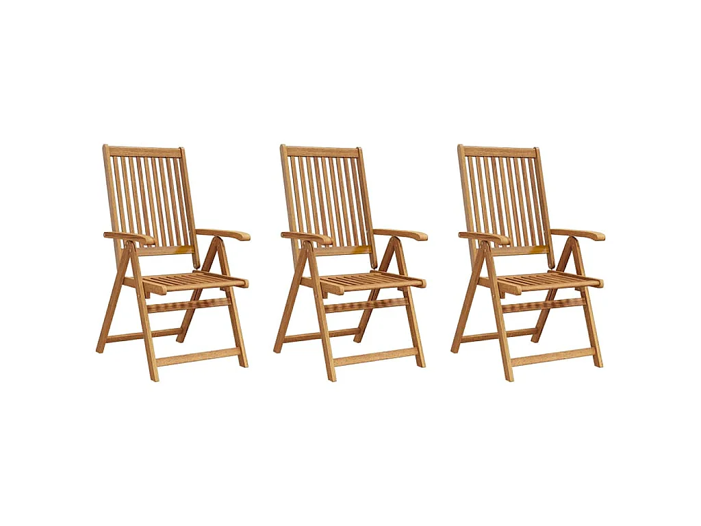 Chaises pliantes 3 pièces en bois d'acacia massif