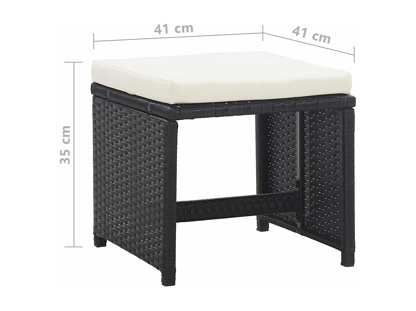 Gartenhocker 2 Stk. mit Sitzkissen Poly Rattan Schwarz