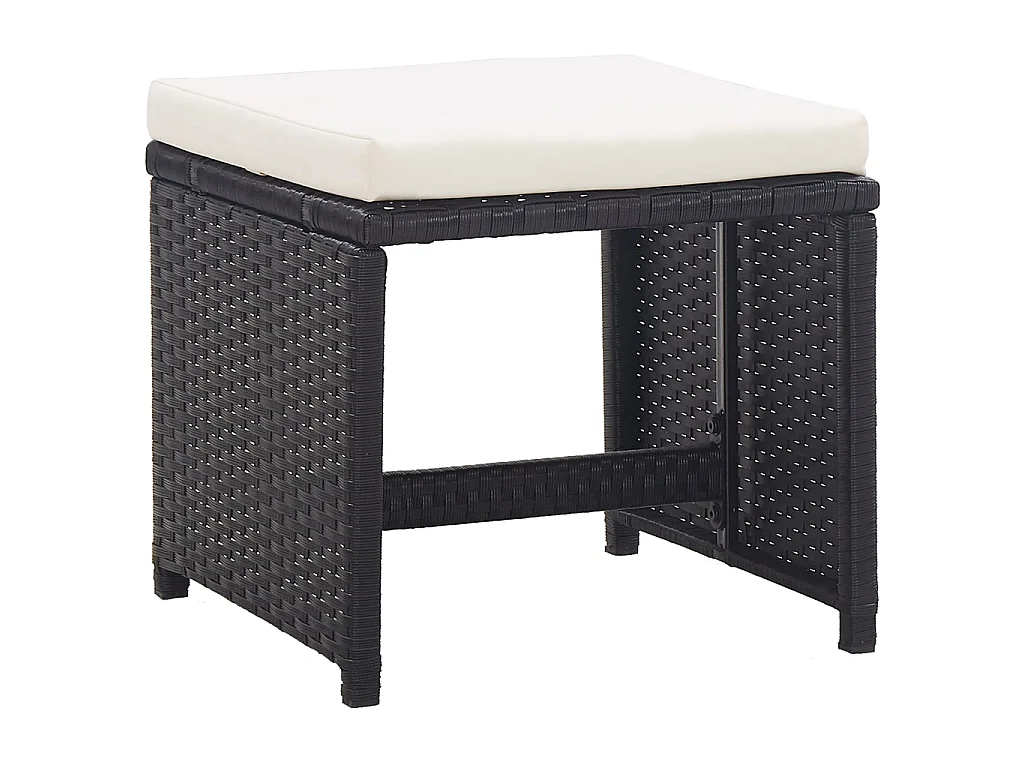 Tuinkrukken 2 st met kussens poly rattan zwart