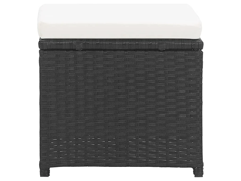 Tuinkrukken 2 st met kussens poly rattan zwart