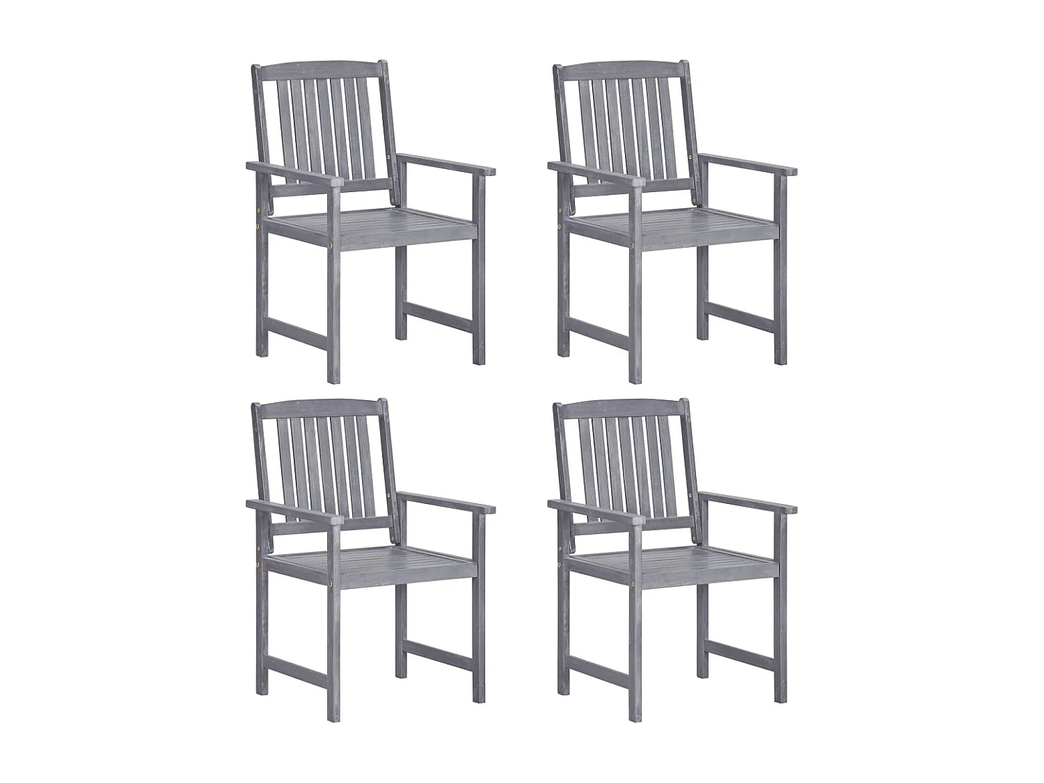 Chaises de jardin lot de 4 Bois massif d'acacia Gris