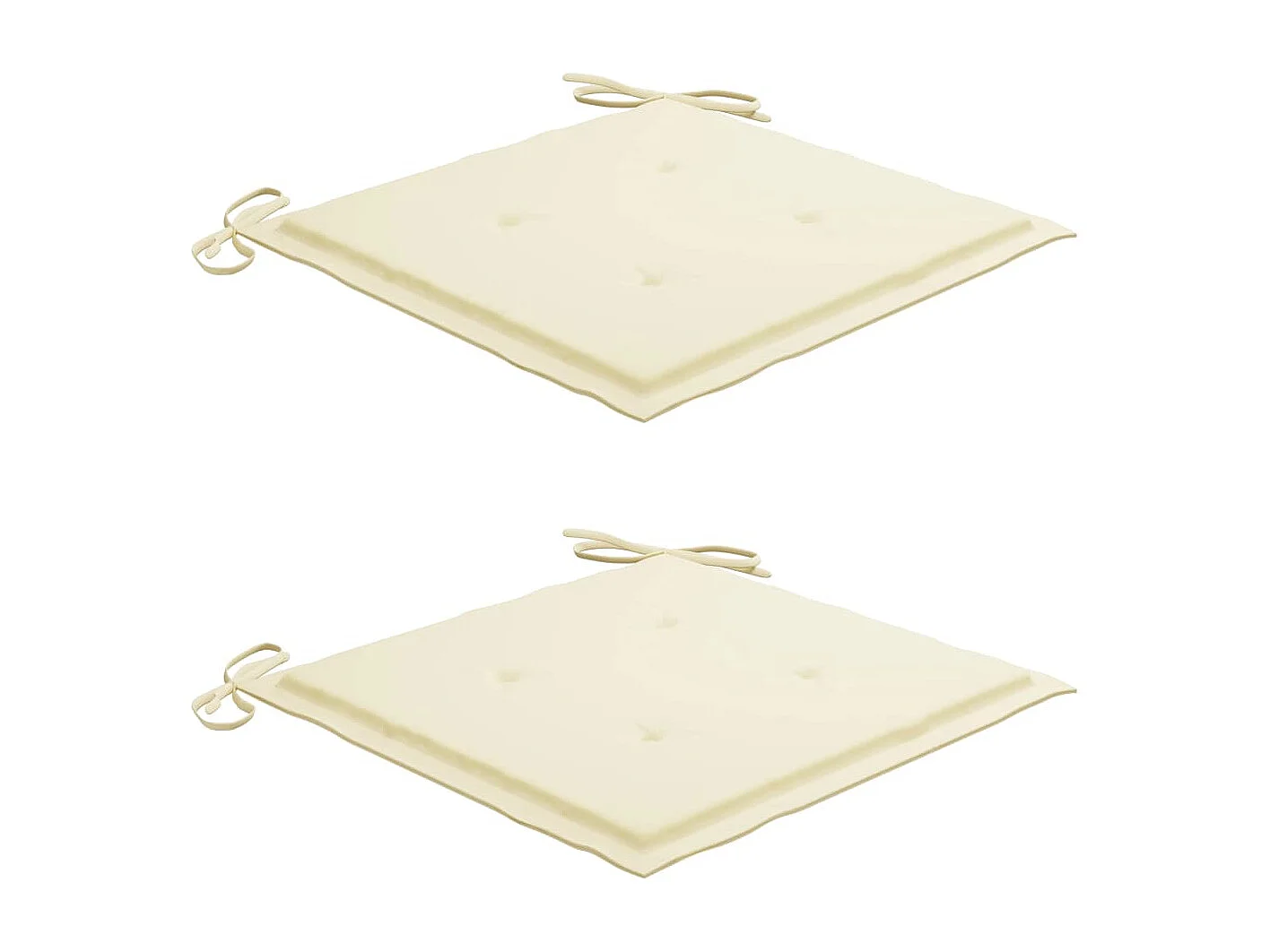 Chaises de jardin lot de 2 et coussins crème Bois teck massif