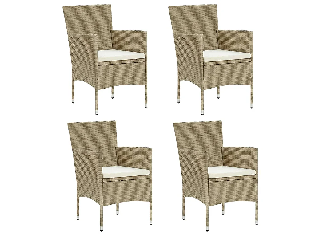 Sedie da Pranzo per Giardino 4 pz in Polyrattan Beige