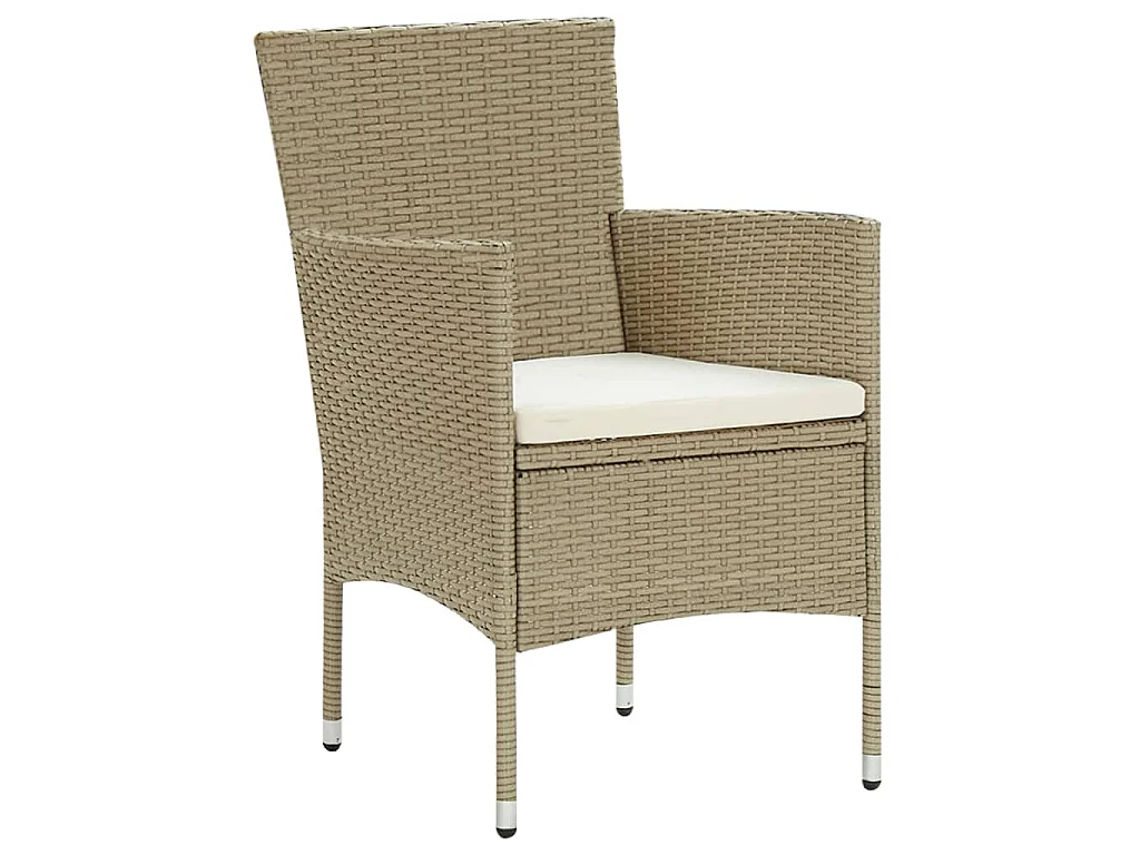Sedie da Pranzo per Giardino 4 pz in Polyrattan Beige