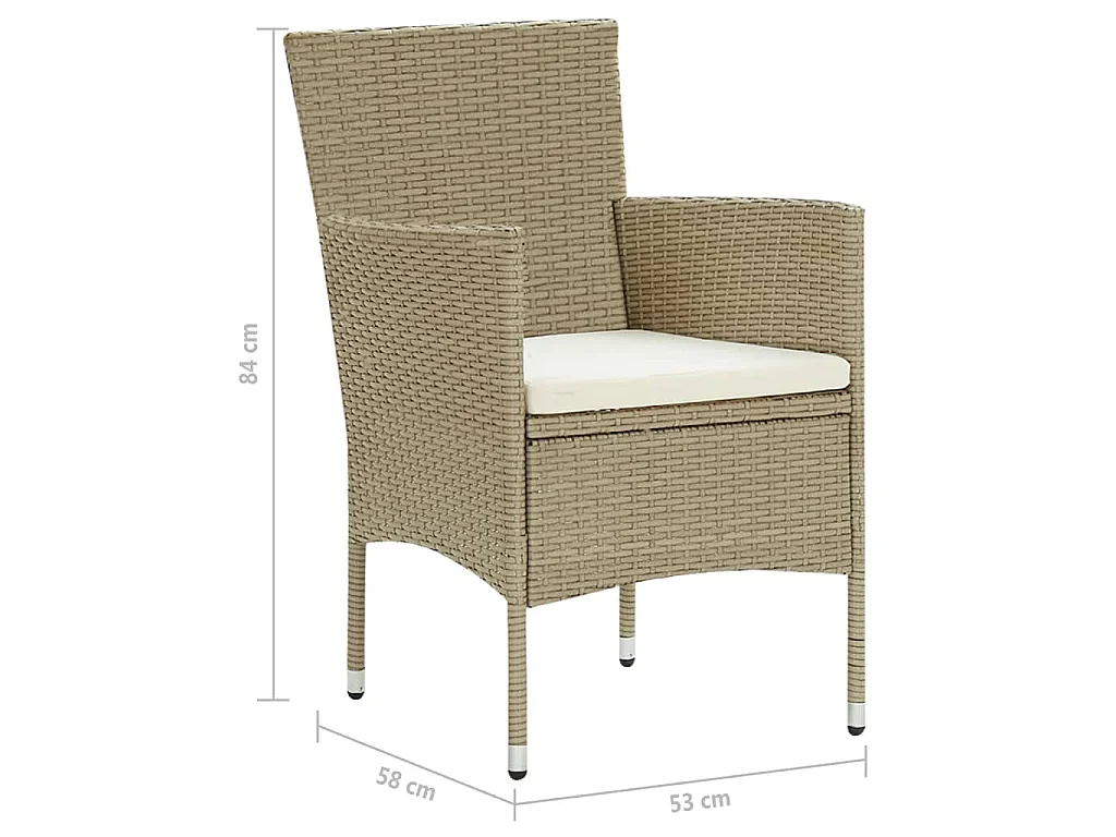 Sedie da Pranzo per Giardino 4 pz in Polyrattan Beige