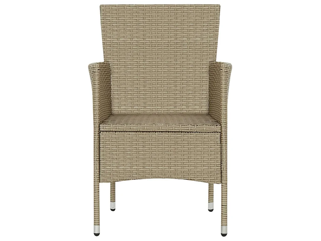 Sedie da Pranzo per Giardino 4 pz in Polyrattan Beige
