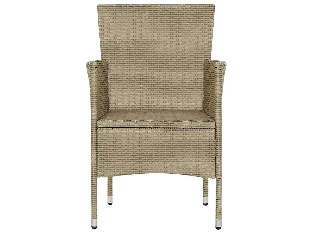 Sedie da Pranzo per Giardino 4 pz in Polyrattan Beige