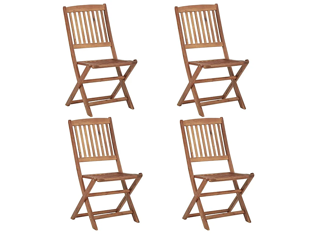 Sedie pieghevoli, 4 pezzi, in legno massello di acacia