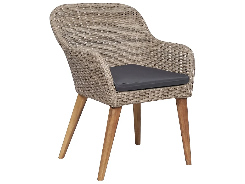 Sedie da Esterno con Cuscini 2 pz in Polyrattan Marrone