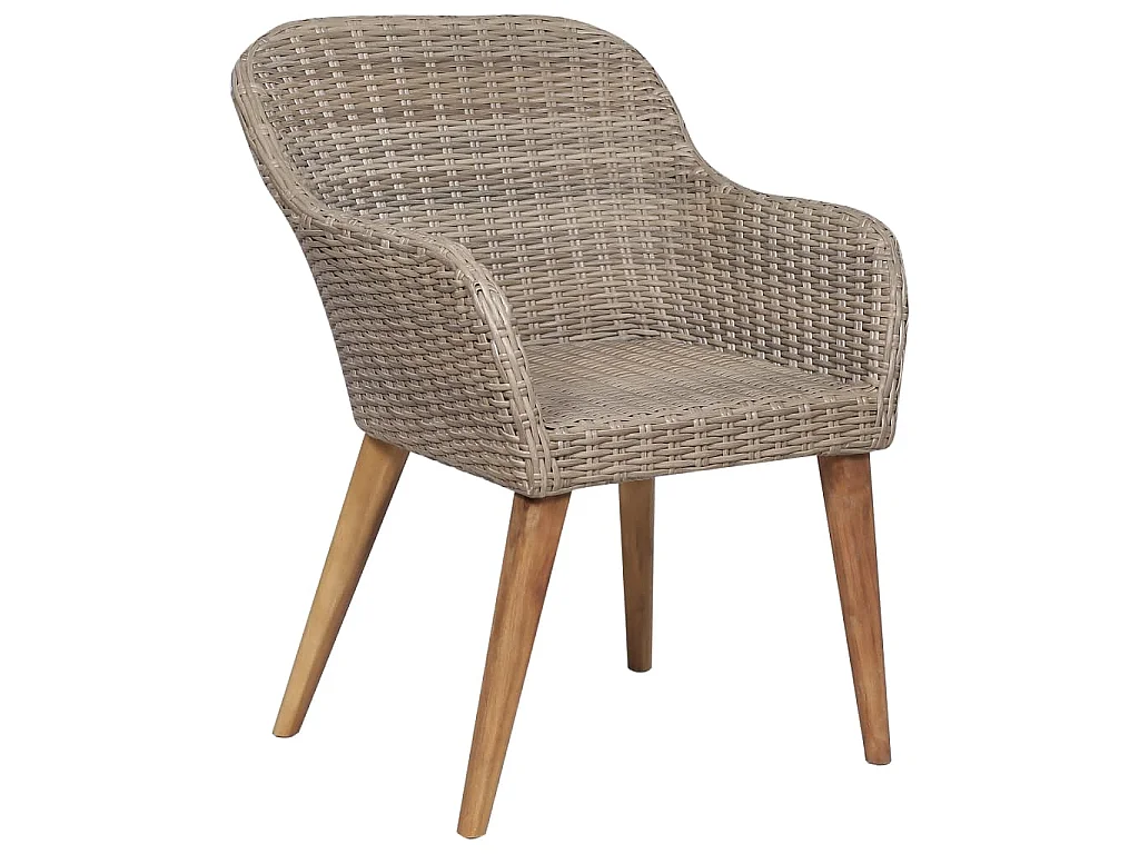 Sedie da Esterno con Cuscini 2 pz in Polyrattan Marrone