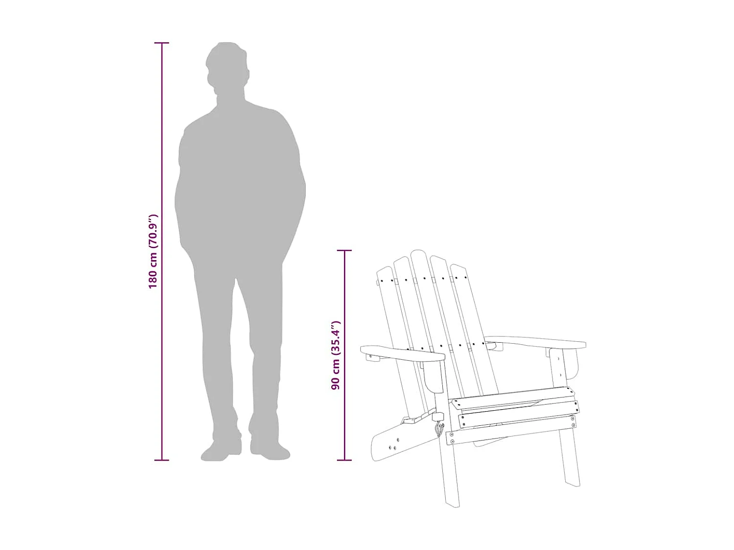 Chaise de jardin Adirondack Bois d'acacia massif