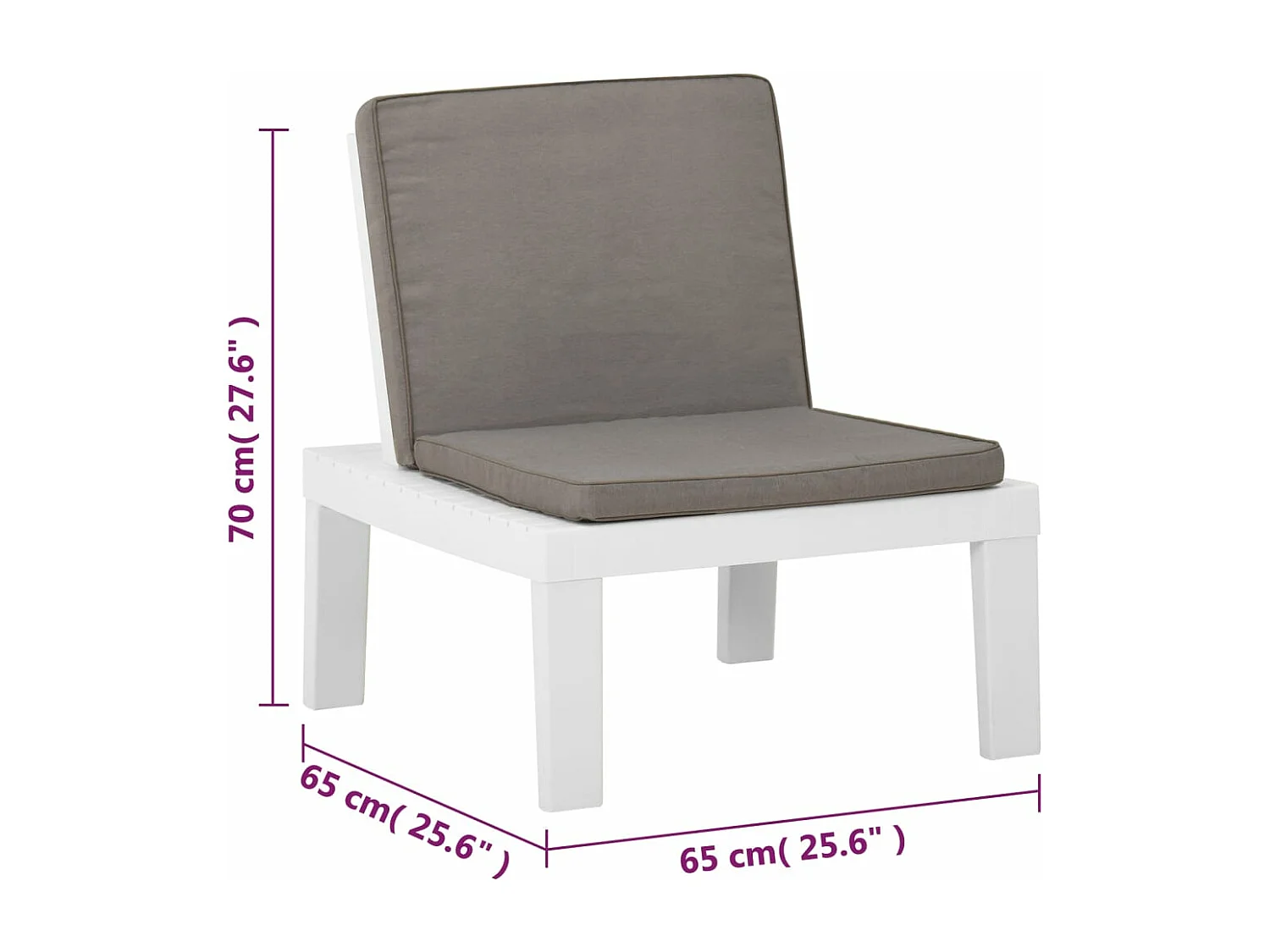 Gartenstühle mit Auflagen 2 Stk. Kunststoff Weiß