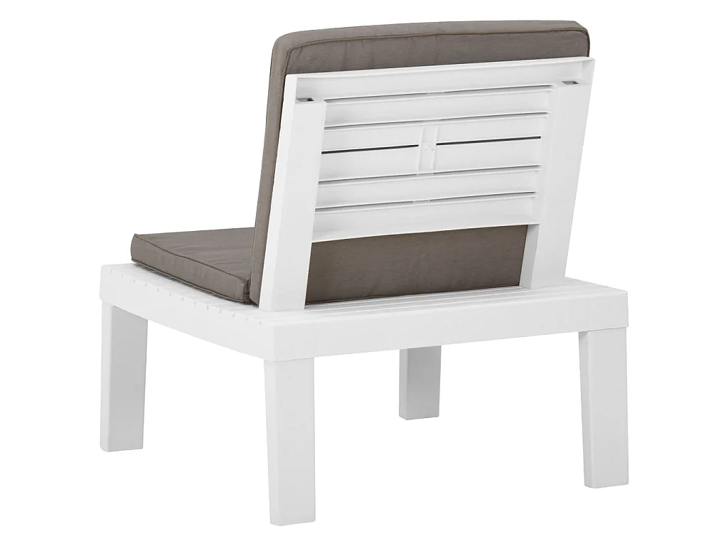 Chaises de salon de jardin et coussins lot de 2 Plastique Blanc
