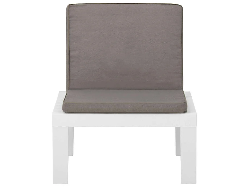 Loungestoelen 2 st met kussens kunststof wit