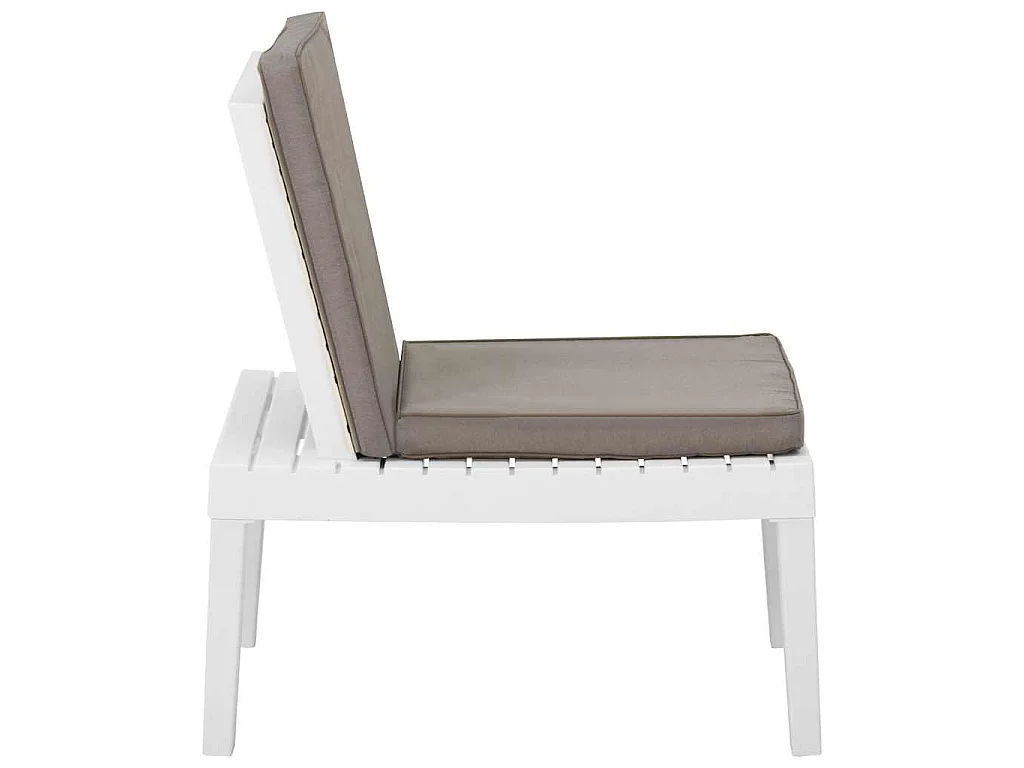 Loungestoelen 2 st met kussens kunststof wit