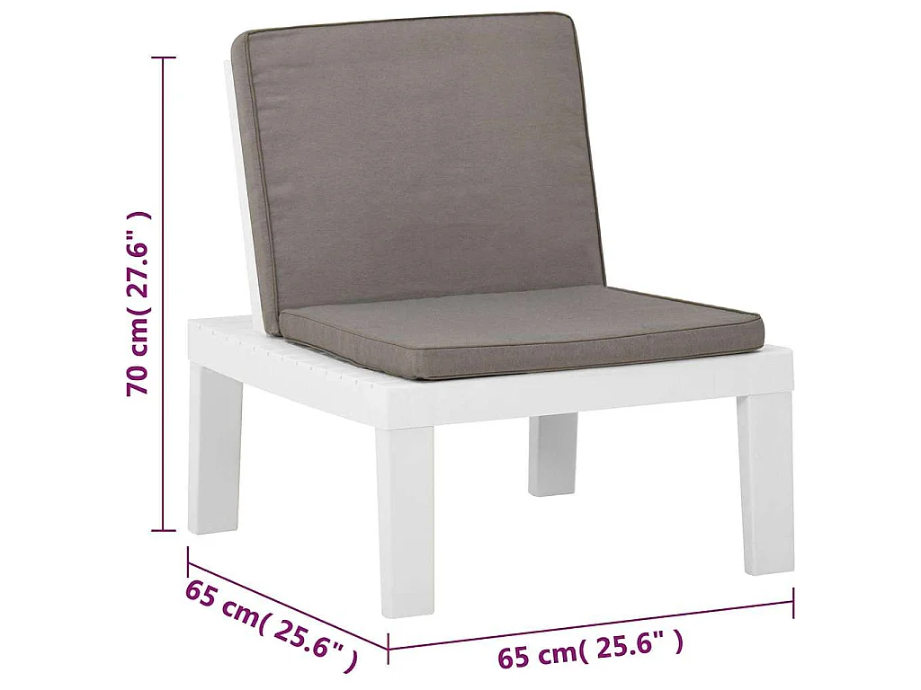 Loungestoelen 2 st met kussens kunststof wit