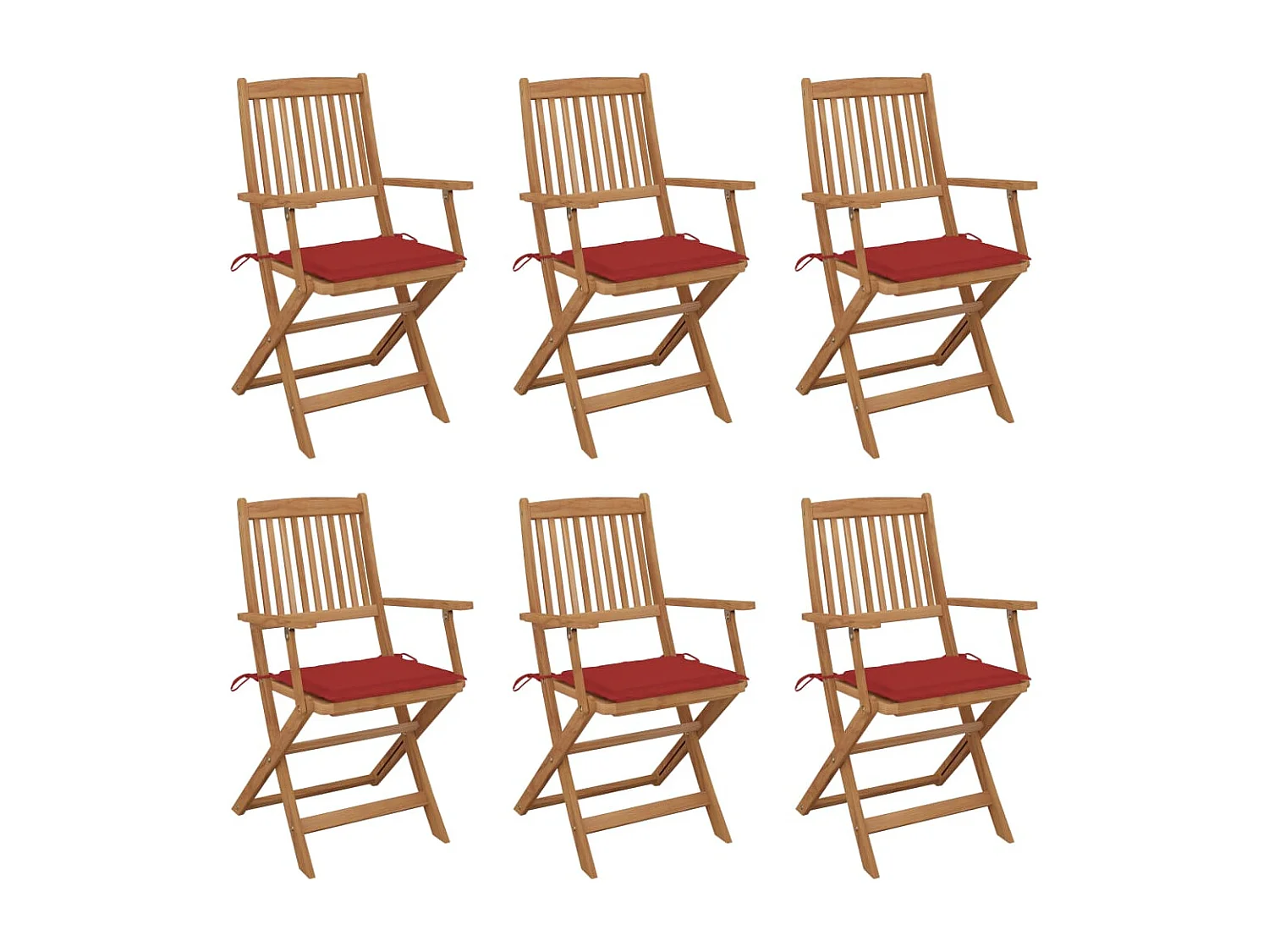 Sedie da Giardino Pieghevoli 6 pz con Cuscini Massello Acacia